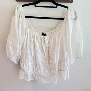 ABLE White Swiss Dot Smocked Waist Blouse Puff‎ Sleeve Cotton Top 1X thumbnail 1