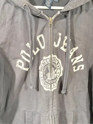 Vintage Ralph Lauren Polo Jeans CO Spell Out Full Zip Lightweight Hoodie Size XS thumbnail 2