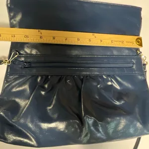 Vintage Valerie Barad blue leather crossbody handbag. thumbnail 9