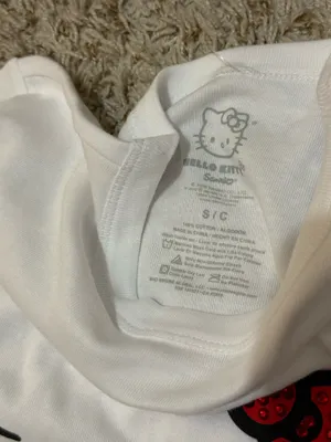 Hello Kitty Sanrio Rhinestone Bow White Baby Tee – Size S thumbnail 3
