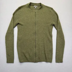 ASOS Womens Olive Green Ribbed‎ Full Zip Cardigan Sweater Size L thumbnail 1