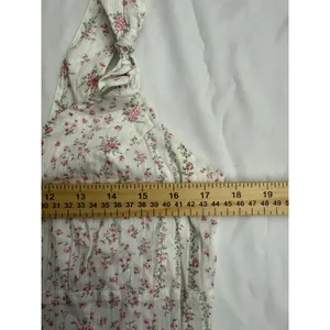 Dreamy Barn Floral Cami Top Pink White Rosebud‎ Smocked Back Knot Straps Medium thumbnail 6