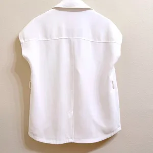 Cinq a Sept White‎ Sleeveless Blazer Womens Small Vest Utility Pocket Jacket thumbnail 2