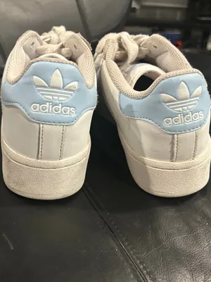 adidas White Sneakers with Light Blue Stripes thumbnail 2