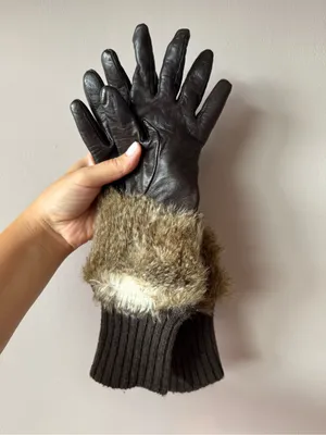 Club Monaco Women’s Chocolate Brown Leather Wool Cashmere Gloves Size Small thumbnail 13