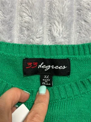 32 Degrees Green Crewneck Sweater with White "Lucky" Script thumbnail 3