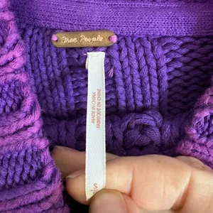 Free‎ People My Only Sunshine Purple Chunky Knit Mock Neck Sweater Womens Small thumbnail 5