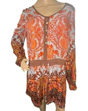 Miss Me Lightweight Floral Paisley Patterned Long Sleeve Dress thumbnail 1