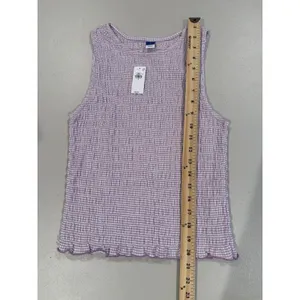 NEW Old Navy Smocked Top Women Small Cottage Prairie Vacation Travel Lightweight thumbnail 4