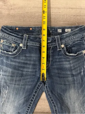 Miss Me Womens Low Rise Signature Boot Cut Rhinestone Glam Denim Size 27 thumbnail 4