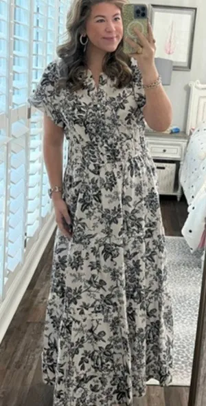 ANTHROPOLOGIE Somerset Maxi Dress in Grey Multi Size Small thumbnail 1