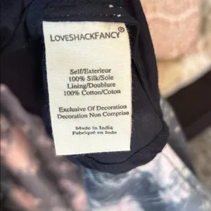 Love shack fancy cosmo rare black floral ruffle silk high low midi dress M L​​ thumbnail 5