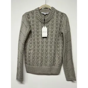 English Factory Pointelle Knit Sweater Heather Gray Mock‎ Neck Wool Blend S NWT thumbnail 2