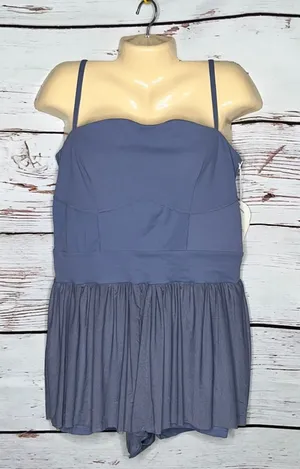 Blogilates NWT Size 1X Troposphere Steel Blue Athletic Mesh Tulle Barre Romper thumbnail 1