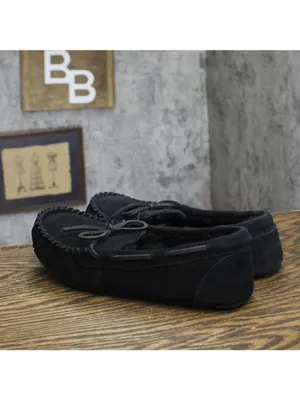 NEW Auden Women's Suede Faux Fur Lined Slippers Black 7M thumbnail 2
