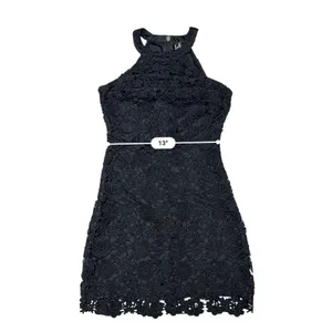 Lulu's Love Poem Black Crocheted Lace Dress SMALL Sunflower Pattern‎ LBD thumbnail 7