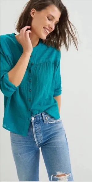 Anthropologie‎ x Pilcro and Letterpress Mila Top turquoise sz S thumbnail 1