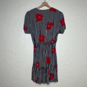 Madewell Women's Ruffle Wrap Mini Dress Candied Orchids Floral‎ Stripe Size 2 thumbnail 3