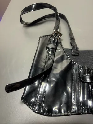 Black Patent Faux-Leather Corset Buckle Harness Belt thumbnail 7