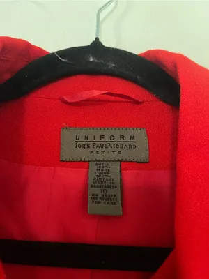 Vintage 90s Red 100% Wool Button Up Blazer Jacket 10 Preppy Quiet Luxury Office thumbnail 2