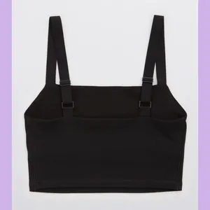 Aerie Offline Black Ribbed Bra Top thumbnail 9