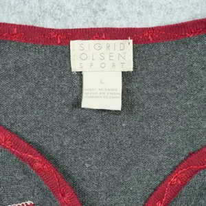 Sigrid Olsen Cottagecore 90s Gray Floral Beaded Cardigan‎ Sweater Cute Soft Girl thumbnail 3