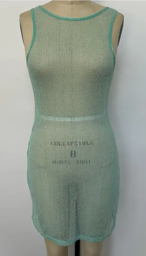 White Fox Boutique Mint Green Sheer Knit Slip thumbnail 1