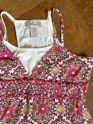 VTG Y2K Younique Babydoll Tank Top ~ Layered Look Geometric pattern ~ Size XL thumbnail 2