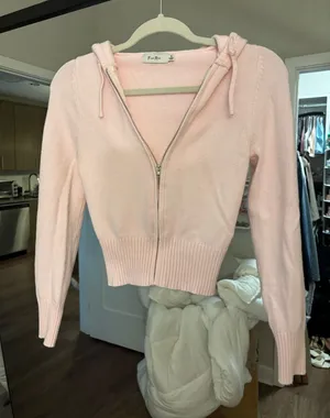 Pink hooded sweater hoodie thumbnail 1
