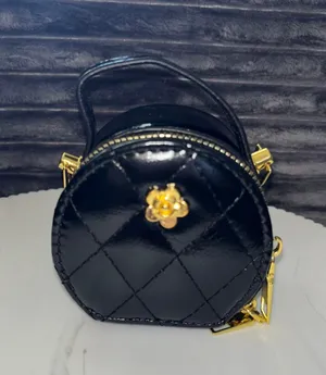 Mini Black Quilted Round Top Handle Bag 🌸 thumbnail 1