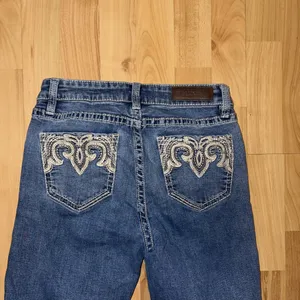 Rock and Roll Denim Cowgirl Women 26x32 distressed Mid Rise Bootcut Jeans thumbnail 6