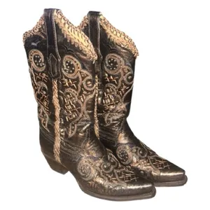CORRAL Leather Studded Snip Toe Embroidered Cowgirl Boots R1217 thumbnail 1