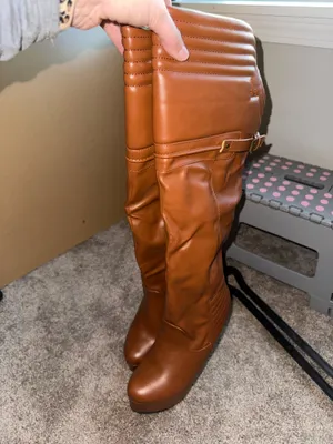 Jessilyn Brown Knee High Stiletto Boots Size 6.5-7 thumbnail 3