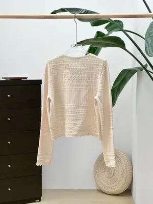 Sézane Cream Open-knit Lace Cardigan thumbnail 3