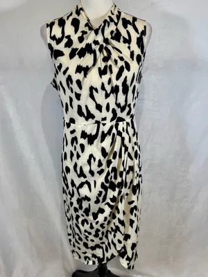 SheIn Animal print cross neck faux wrap midi dress size medium thumbnail 4