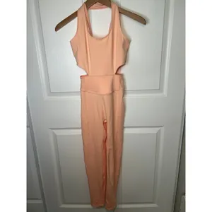 Free‎ People Back It Up Cutout Peach Crisscross Back Jumpsuit Bodysuit Small thumbnail 2