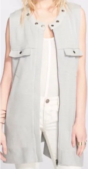 Free People Highway Zip Front Longline Vest Size Medium 2159 thumbnail 1