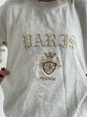 Vintage Paris Crest Graphic Sweatshirt - Cream & Gold thumbnail 3
