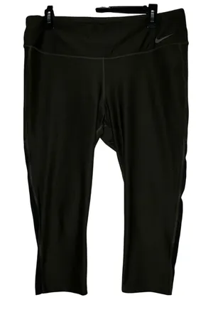 Nike Dri-FIT Olive Green Mesh Panel Crop‎ Leggings Womens XL Activewear thumbnail 1