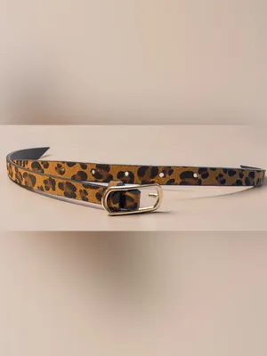 Leopard Print Skinny Belt Gold Buckle Y2K Animal Print thumbnail 3