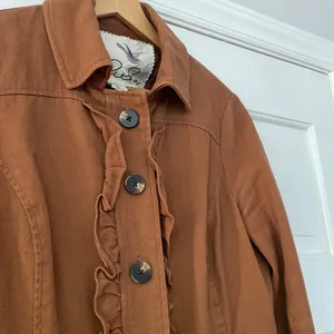 Anthropologie Tabitha Theodora Burnt Orange Rust Jacket Ruffle‎ Military Size 4 thumbnail 5