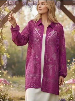 Cato All Over Lace Top Tunic Blouse 14/16W Burgundy Cover Up Overlay Fairy Boho thumbnail 1