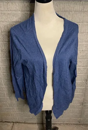 Black Halo H&M Blue Button Long Sleeve Open Front‎ Cardigan Sweater Size Large thumbnail 1
