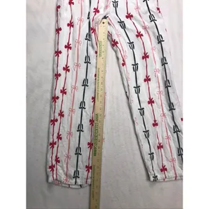 Sage & Sky Womens White Red Black‎ Bow Ribbon Pajama Set Size S Long Sleeve Crop thumbnail 6