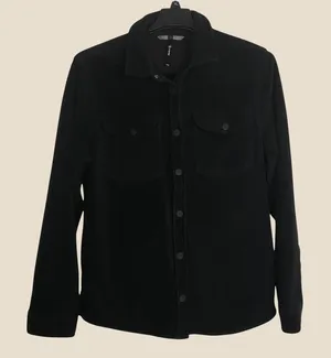 MPG Sport Fleece Shacket Women‎ M Black Snap Front Pocket Jacket Athleisure Cozy thumbnail 1