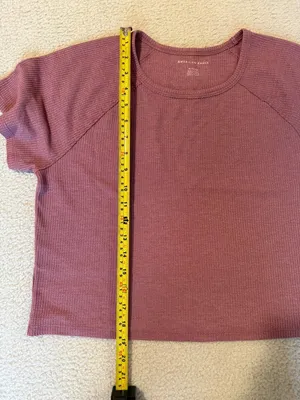 American Eagle Dusty Rose Waffle Knit Crop Tee Pink Size XL thumbnail 5