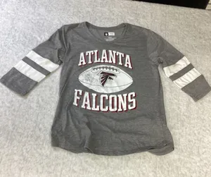 NFL Team Apparel Atlanta Falcons Womens Gray‎ 3/4 Sleeve Graphic T-Shirt Small thumbnail 1