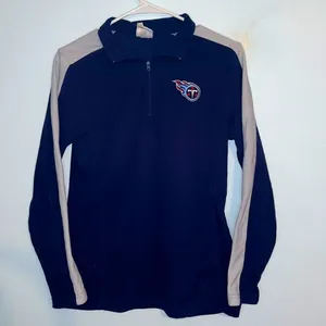 Women’s NFL Titans Navy and silver fleece 1/4 zip long sleeve pullover football thumbnail 2