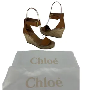 See by‎ Chloe Glyn Leather Espadrille Wedge Sandals Brown Size 36 thumbnail 2