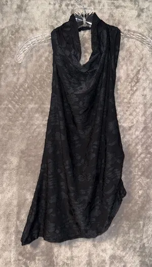 H&M Divided Black Floral Textured Halter Neck Mini Dress Size M thumbnail 1